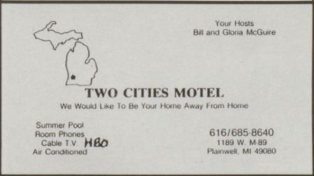 Two Cities Motel (2 Cities Motel) - 1988 Yearbook Ad (newer photo)